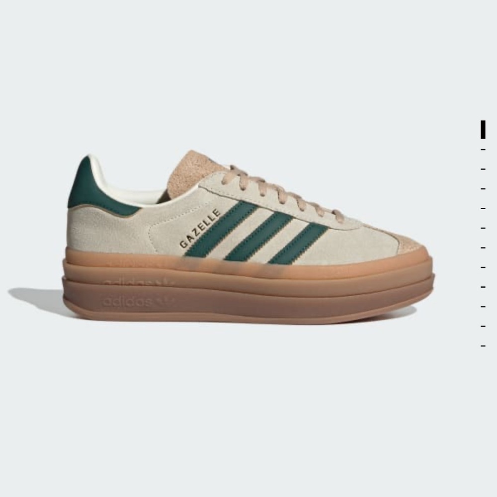NWT Adidas Gazelle Bold Platform Gum Sole Shoes Cream Collegiate
Green Women US7